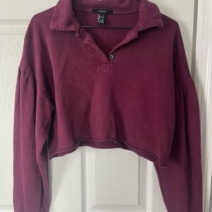 Forever 21 Women's Burgundy Cropped Top
